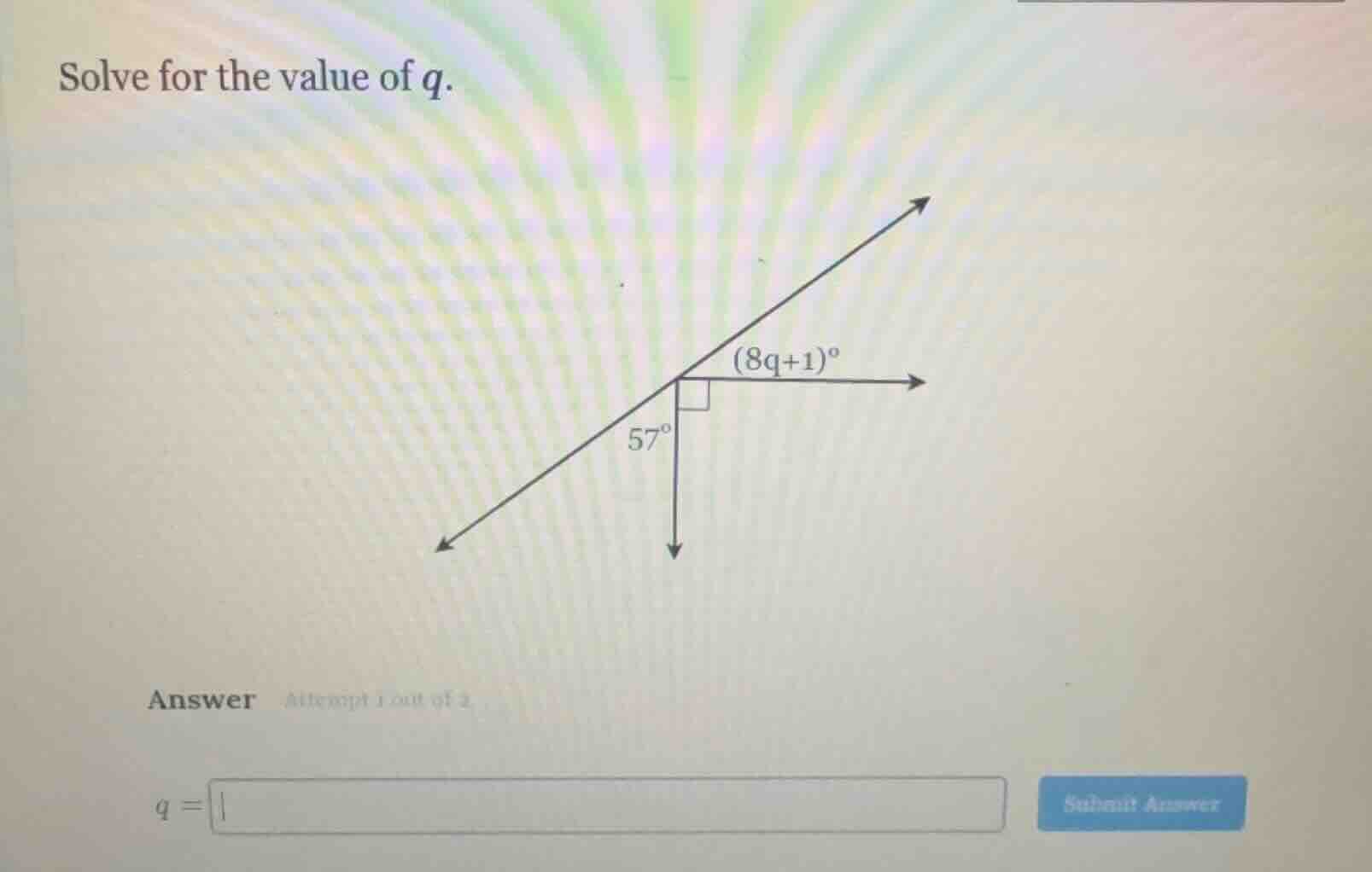 solve for the value of q. answer q =