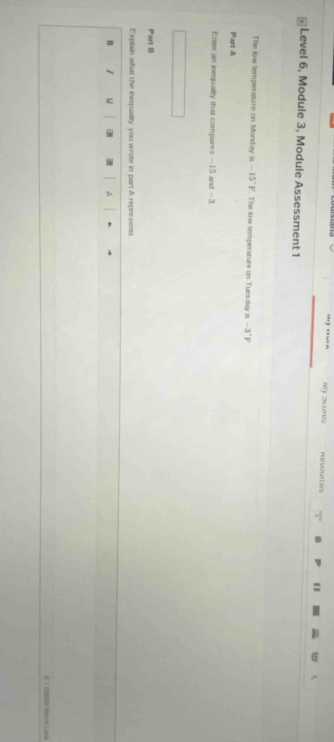 level 6, module 3, module assessment 1 the low temperature on monday is…