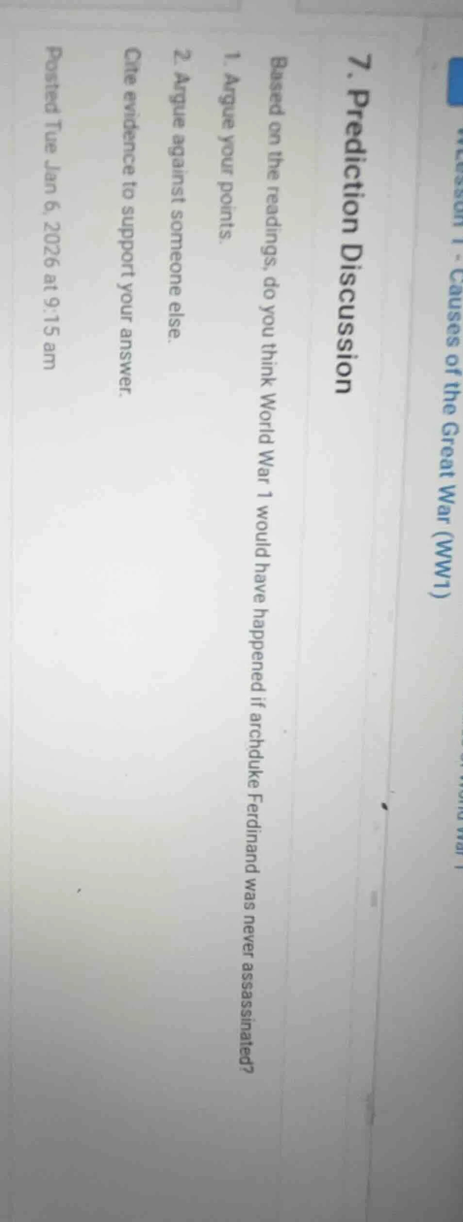 7. prediction discussion based on the readings, do you think world war …