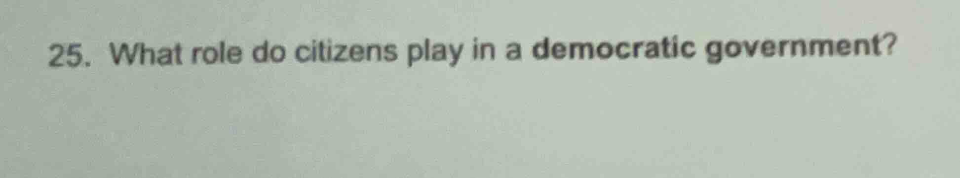 25. what role do citizens play in a democratic government?