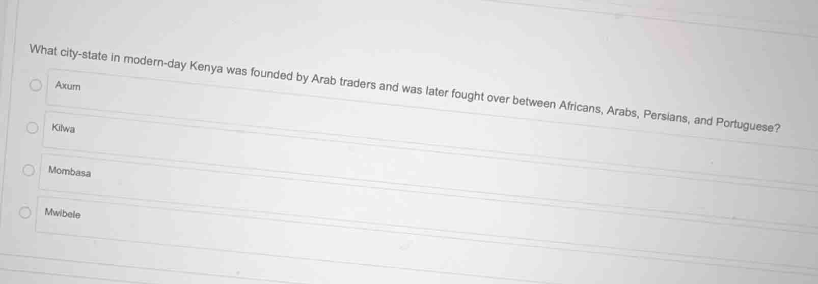 what city - state in modern - day kenya was founded by arab traders and…