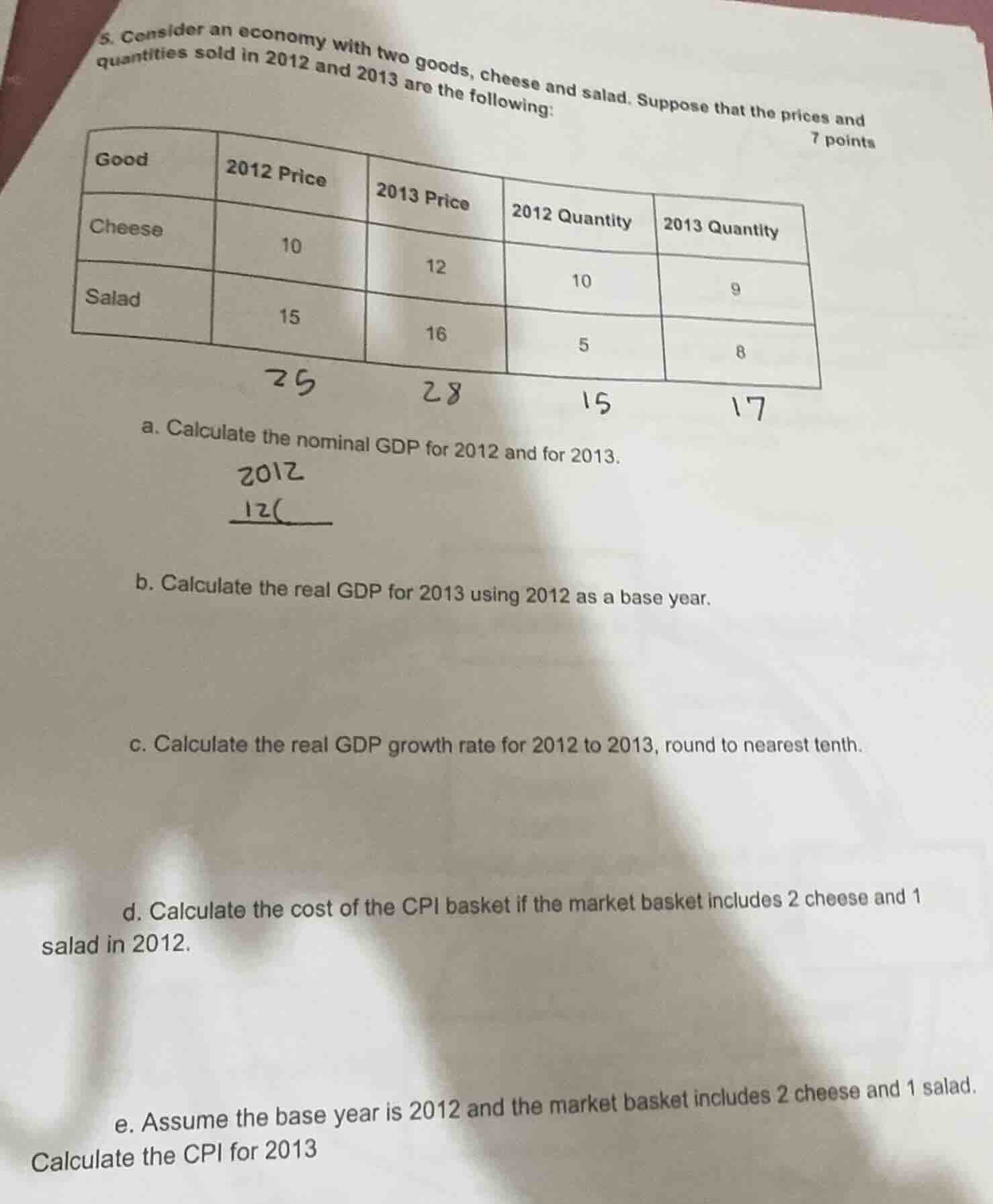 5. consider an economy with two goods, cheese and salad. suppose that t…