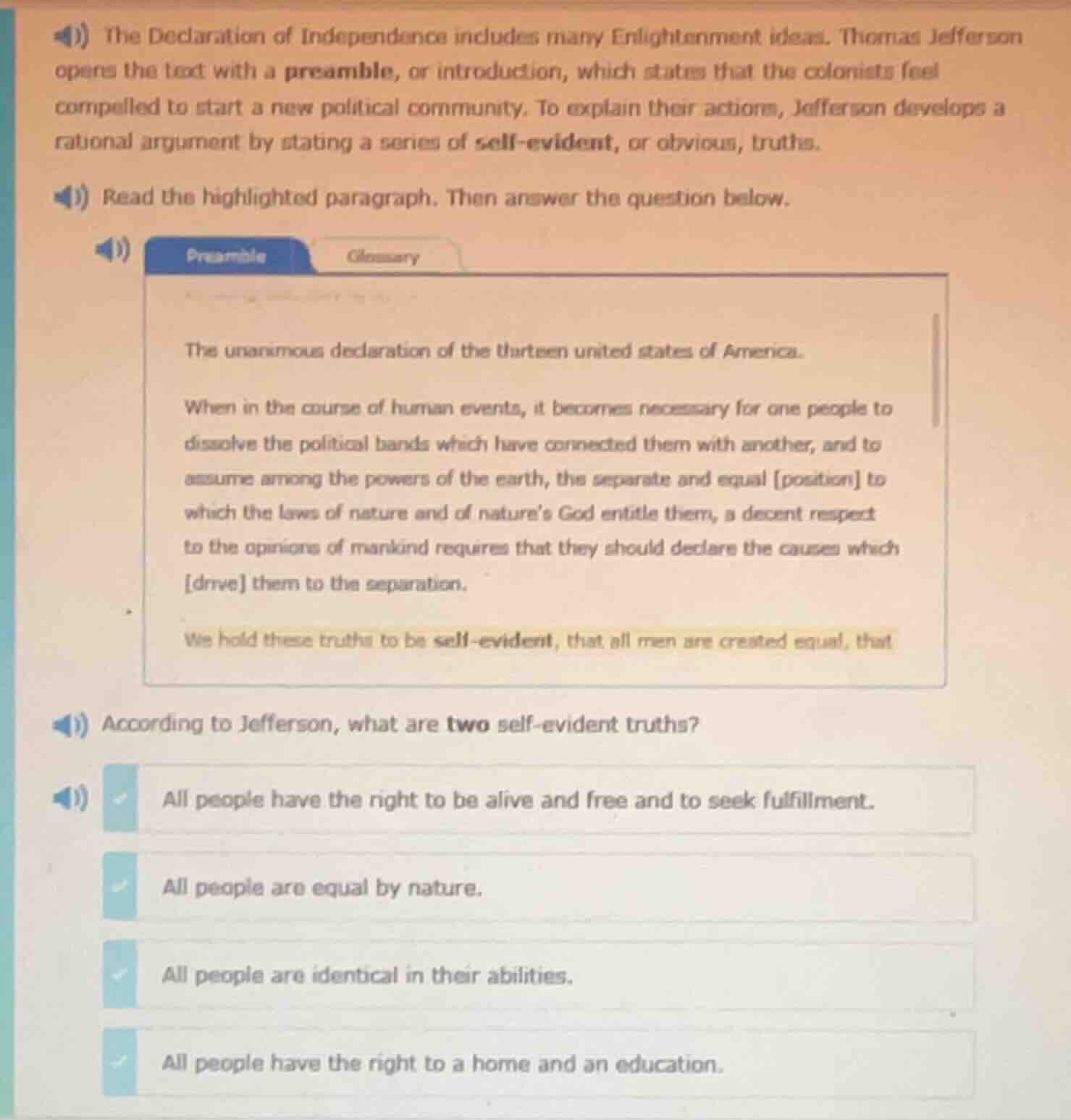 the declaration of independence includes many enlightenment ideas. thom…