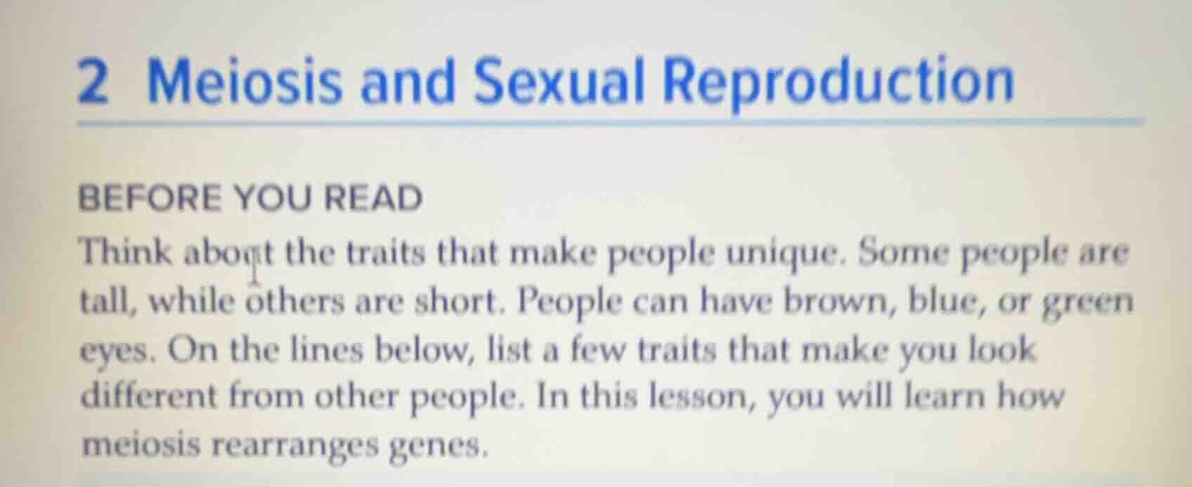 2 meiosis and sexual reproduction before you read think about the trait…