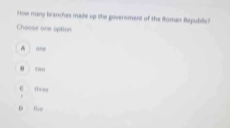 how many branches made up the government of the roman republic? choose …