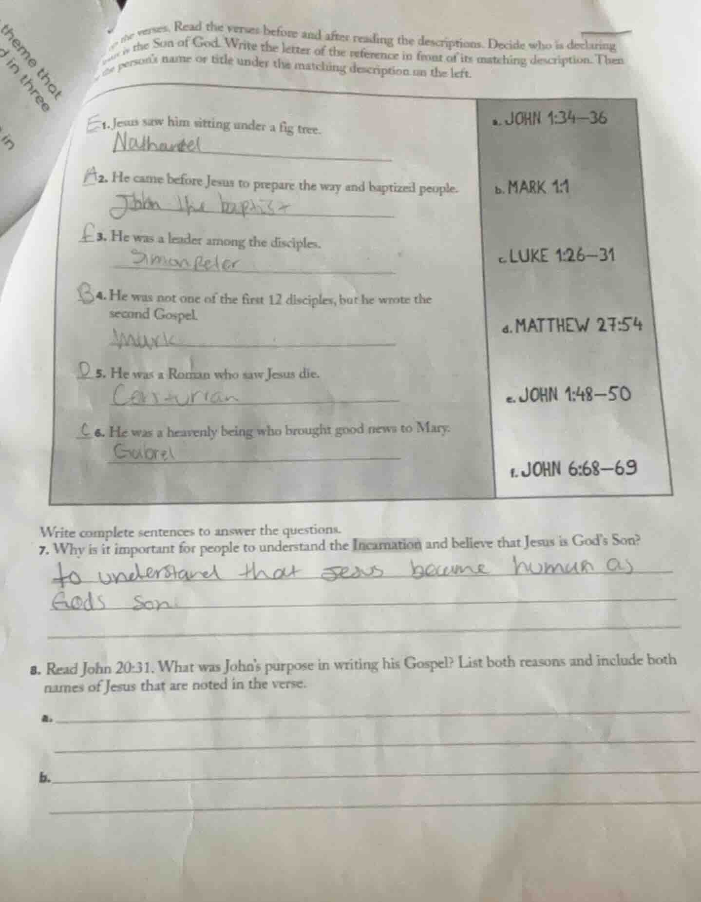 read the verses before and after reading the descriptions. decide who i…