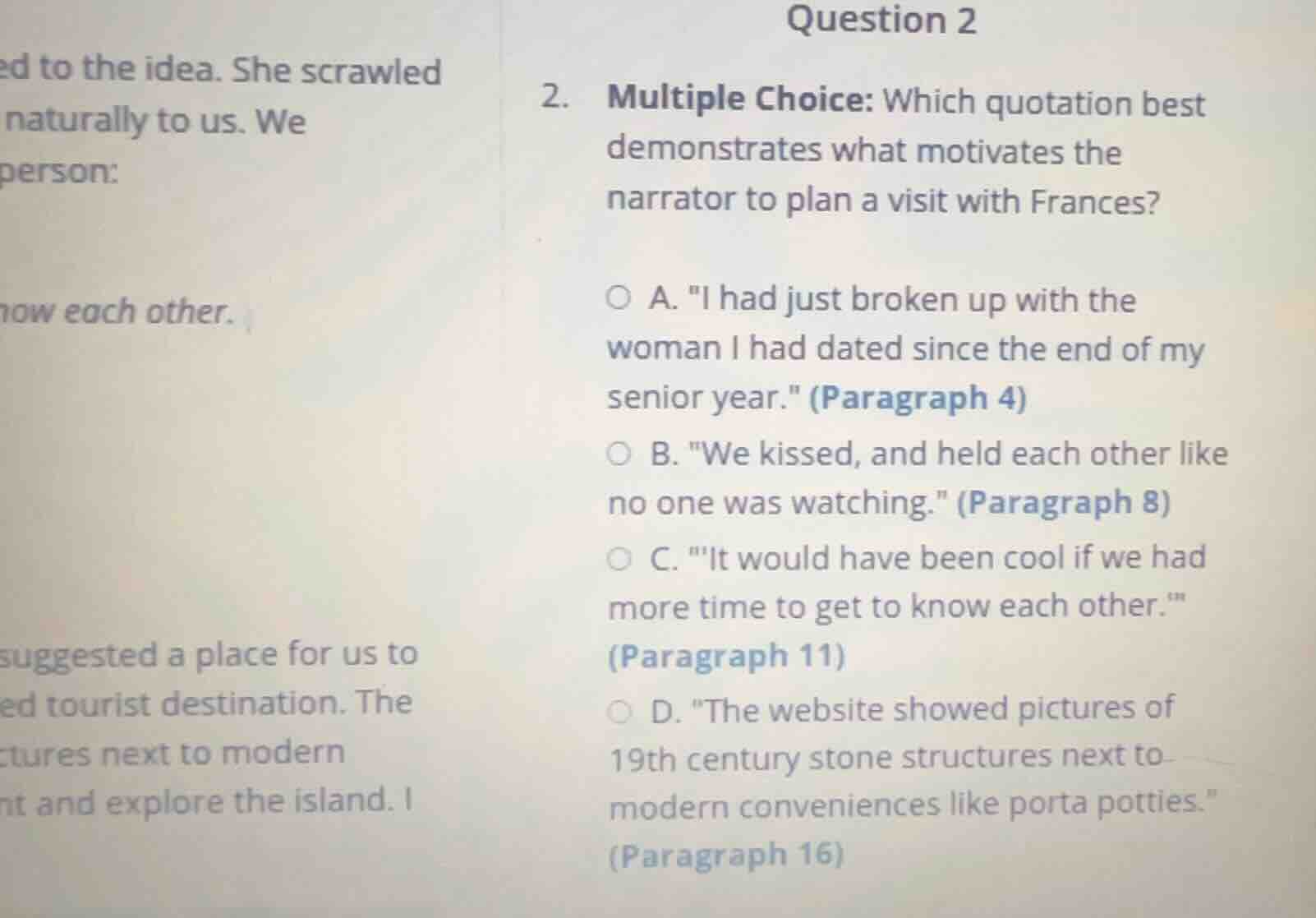 question 2 2. multiple choice: which quotation best demonstrates what m…