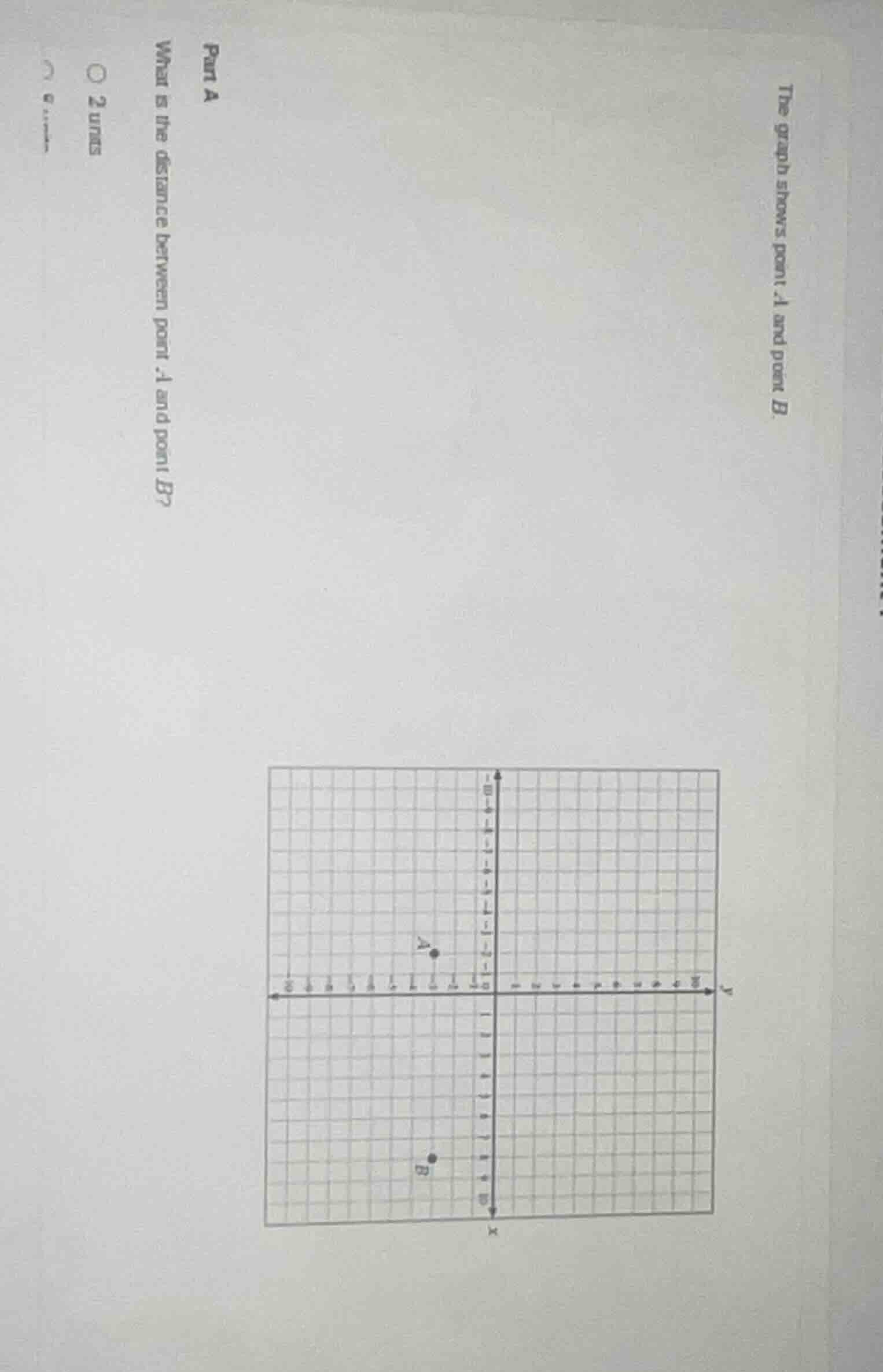 the graph shows point a and point b. part a what is the distance betwee…