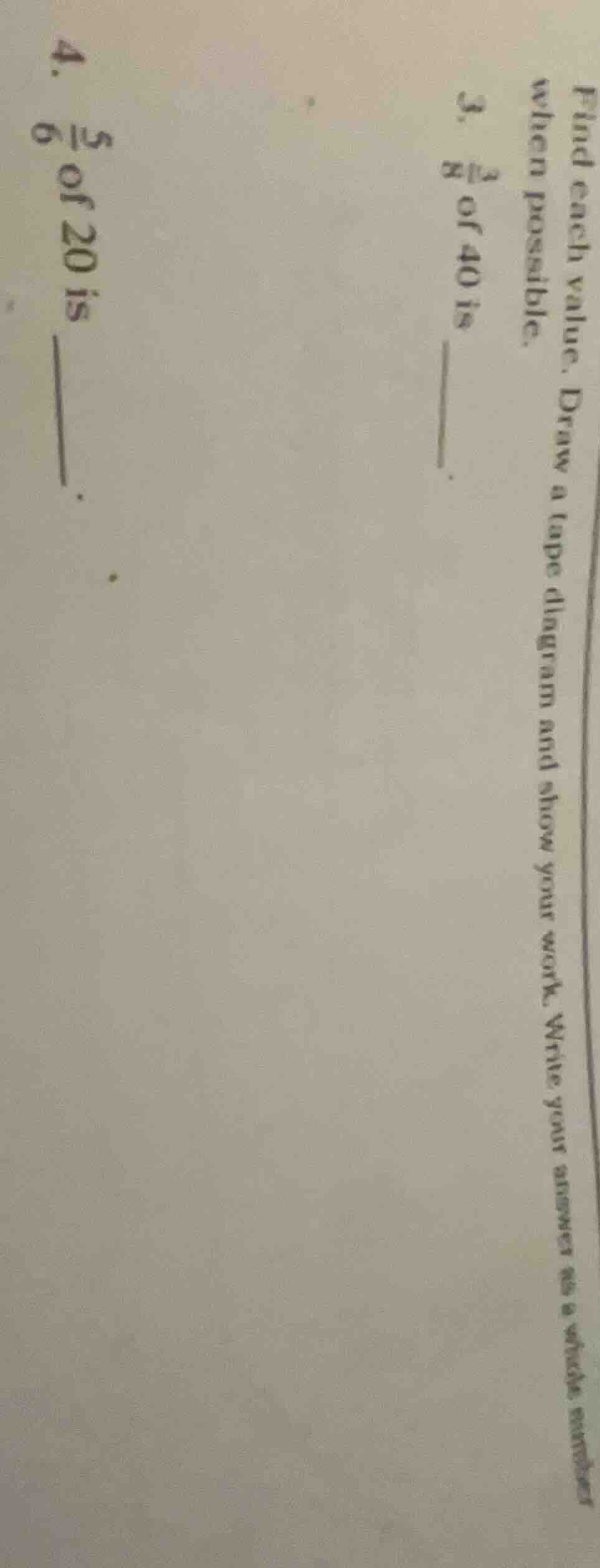 find each value. draw a tape diagram and show your work. write your ans…