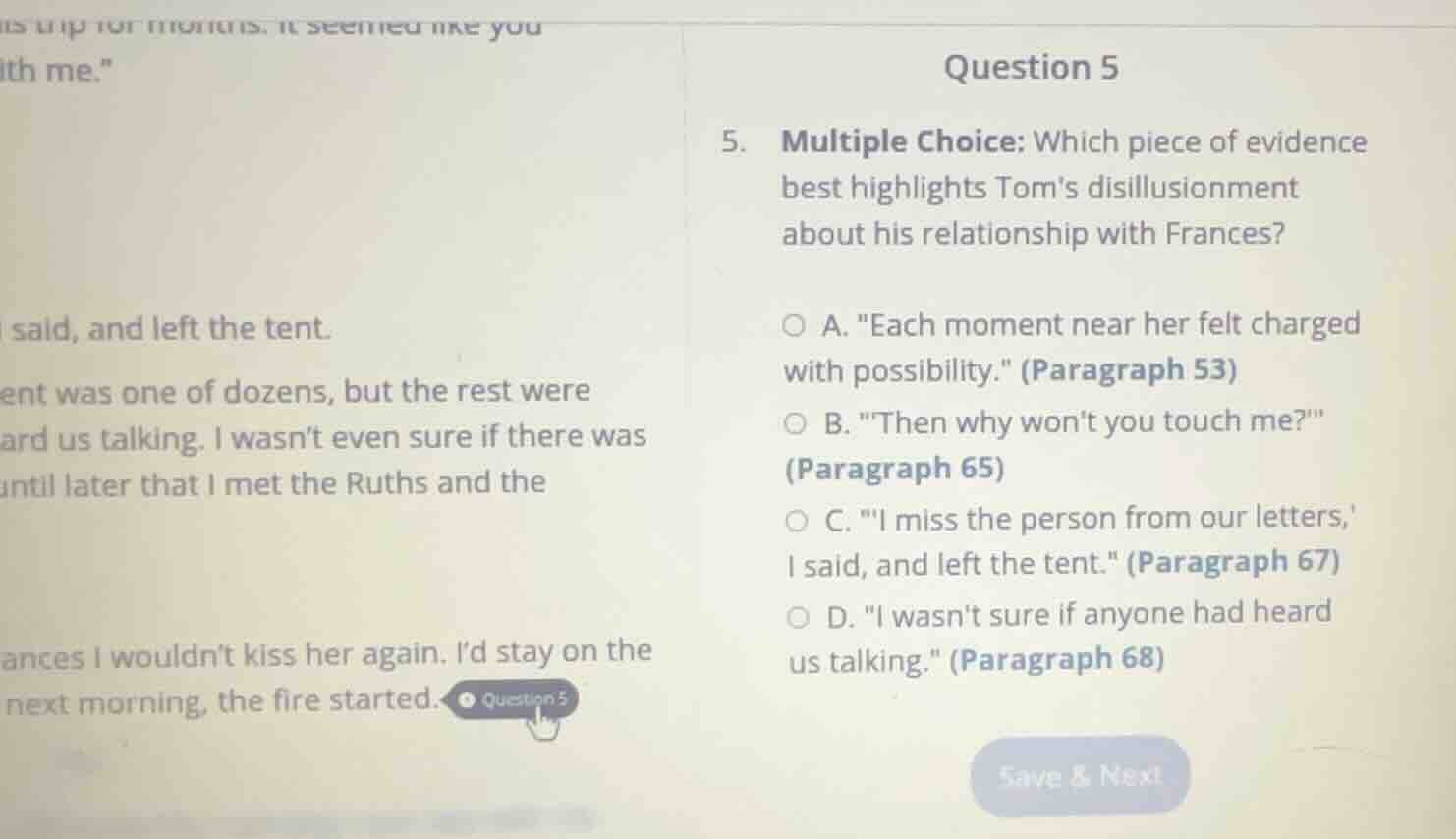 question 5 5. multiple choice: which piece of evidence best highlights …