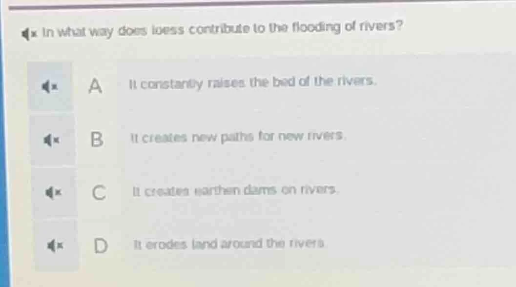 in what way does loess contribute to the flooding of rivers? a it const…