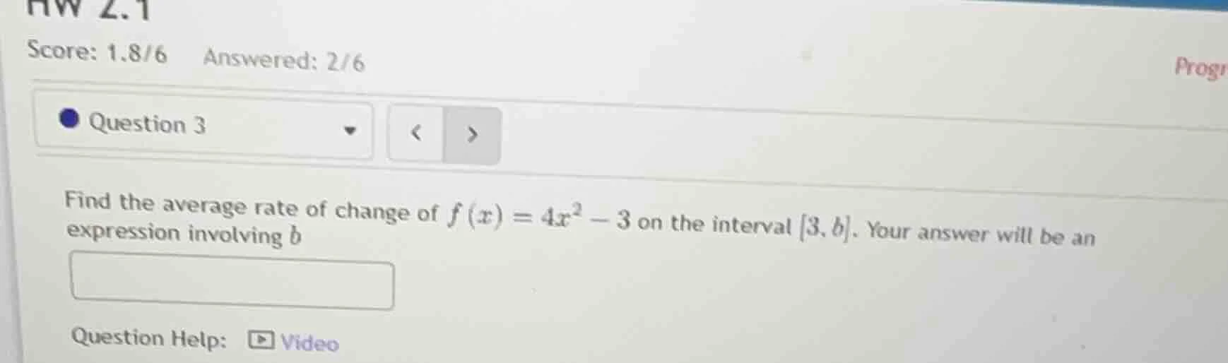 find the average rate of change of $f(x) = 4x^2 - 3$ on the interval $3…