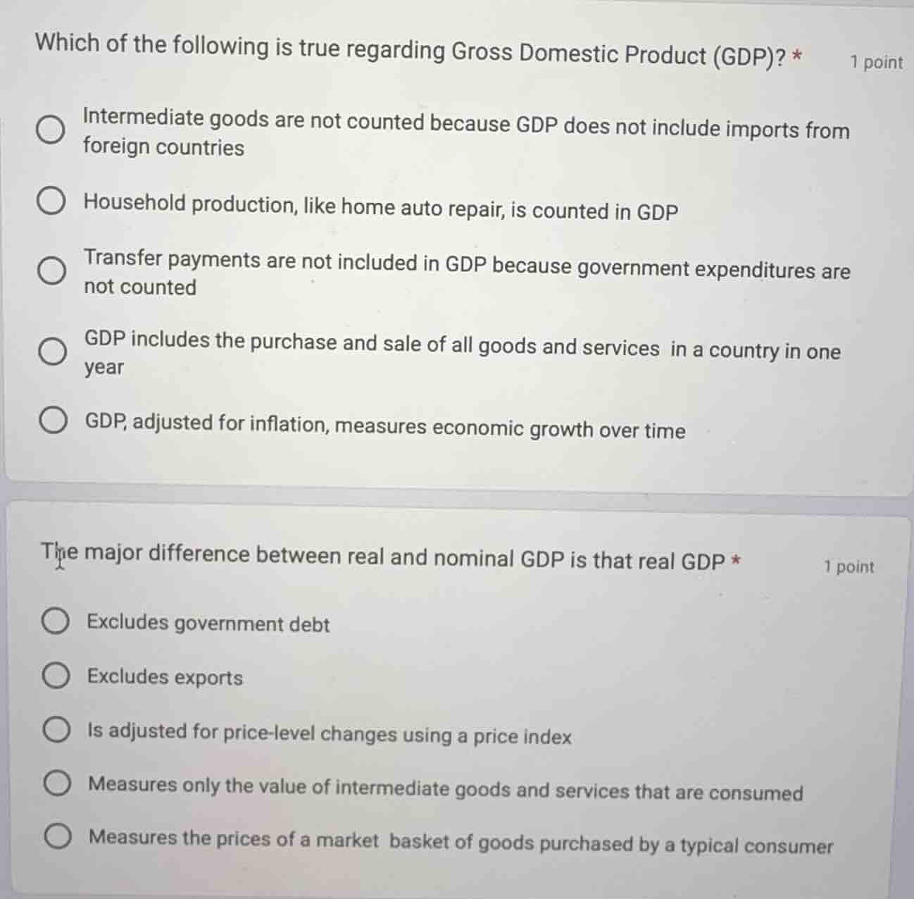 which of the following is true regarding gross domestic product (gdp)? …