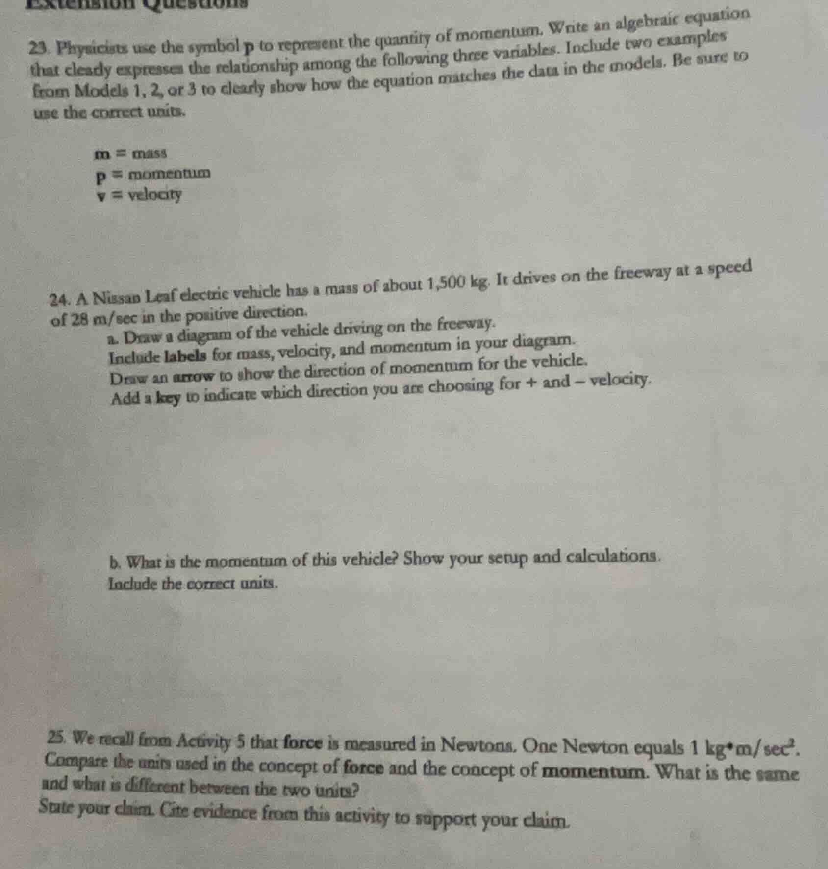 extension questions 23. physicists use the symbol p to represent the qu…