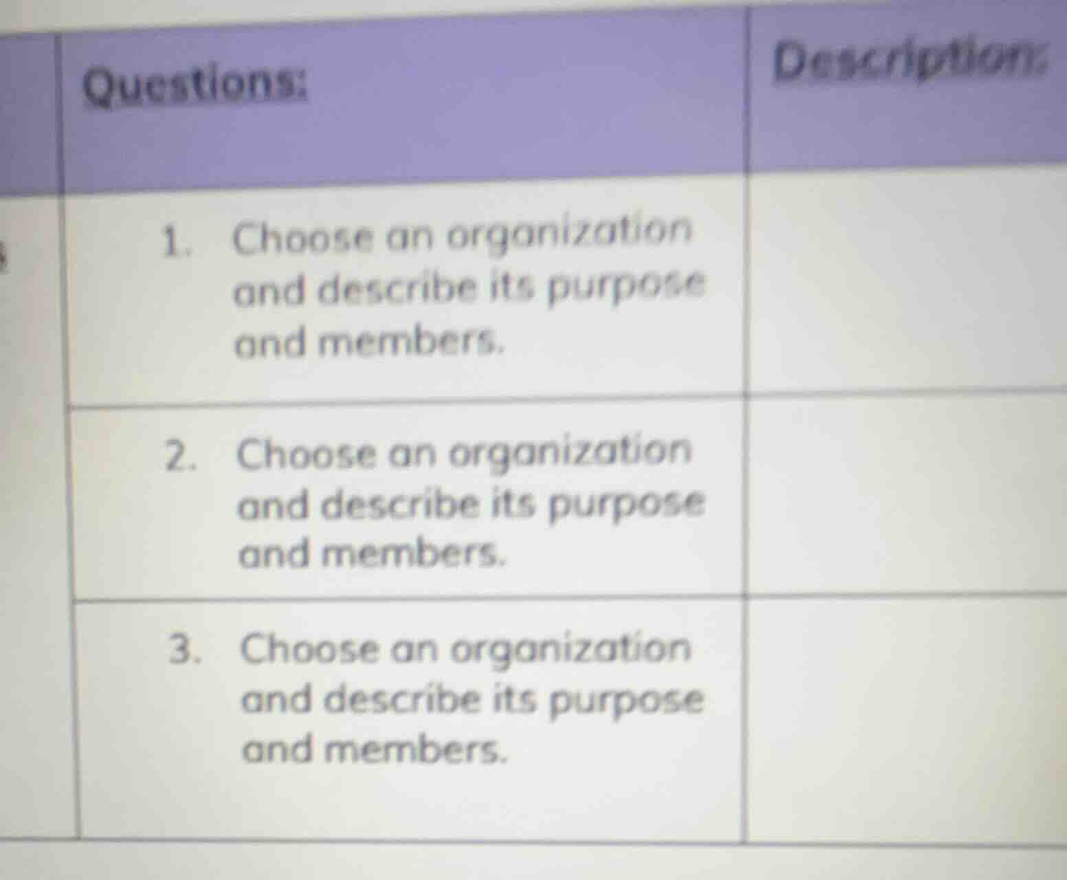 questions: 1. choose an organization and describe its purpose and membe…