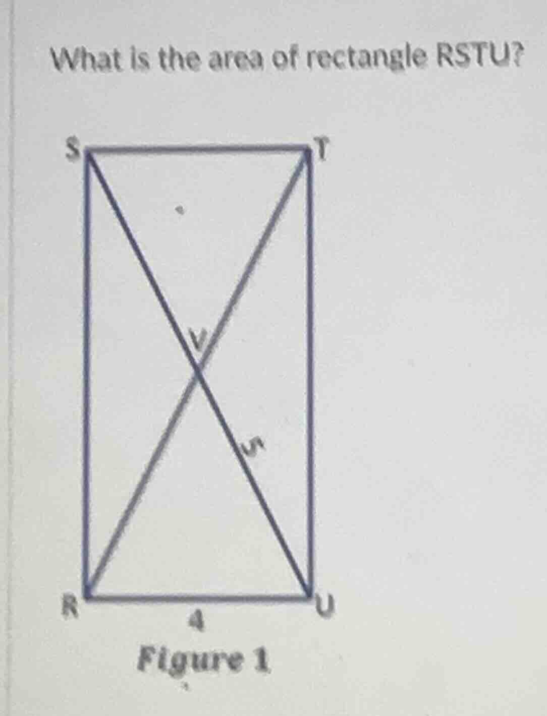 what is the area of rectangle rstu? figure 1 shows a rectangle rstu wit…