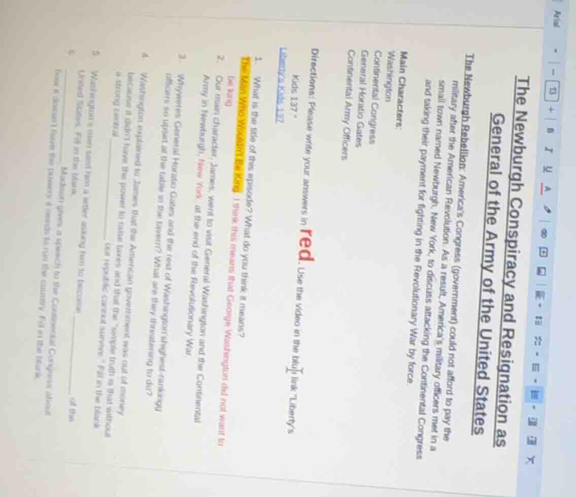 the newburgh conspiracy and resignation as general of the army of the u…