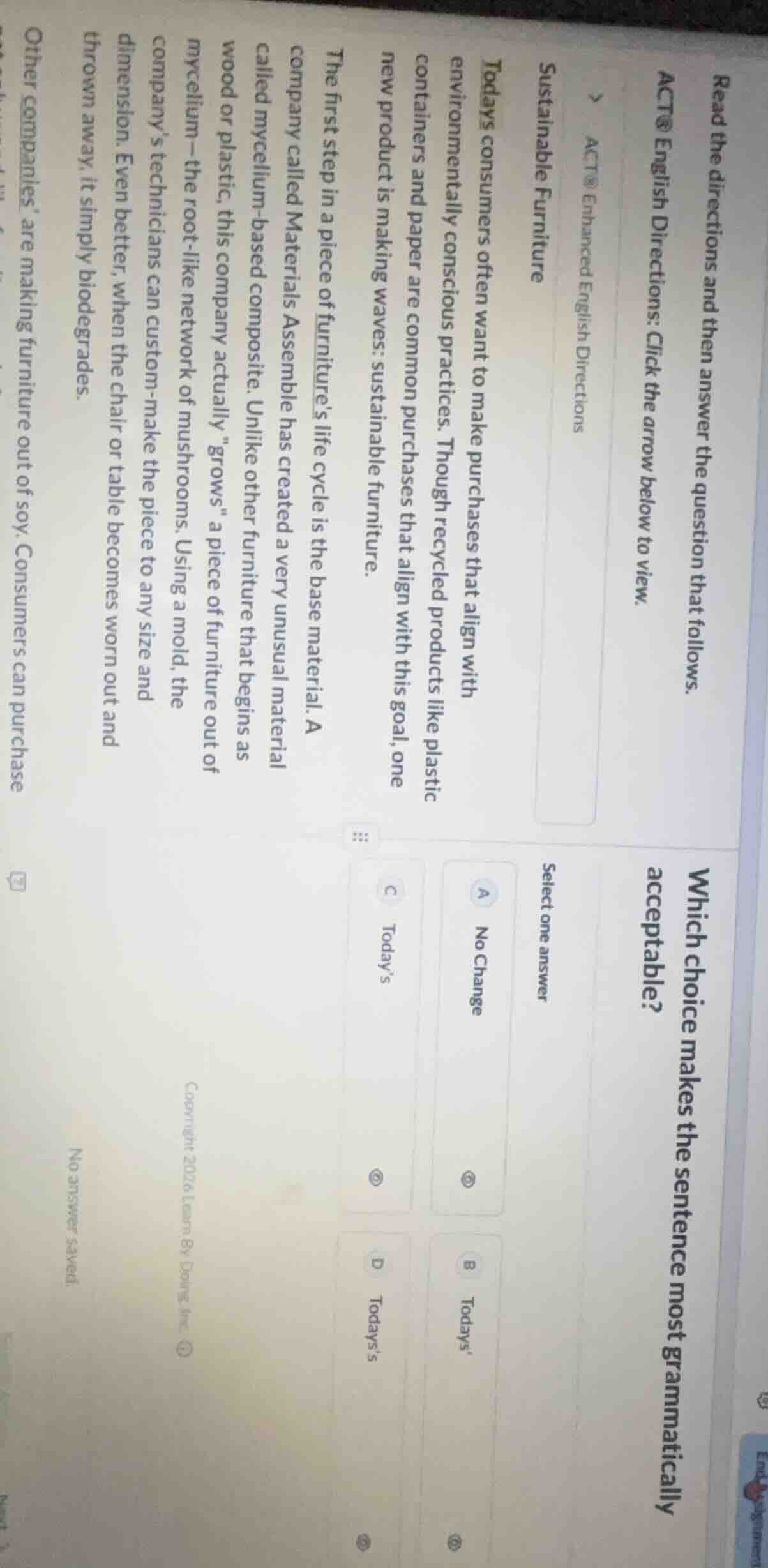 read the directions and then answer the question that follows. act® eng…