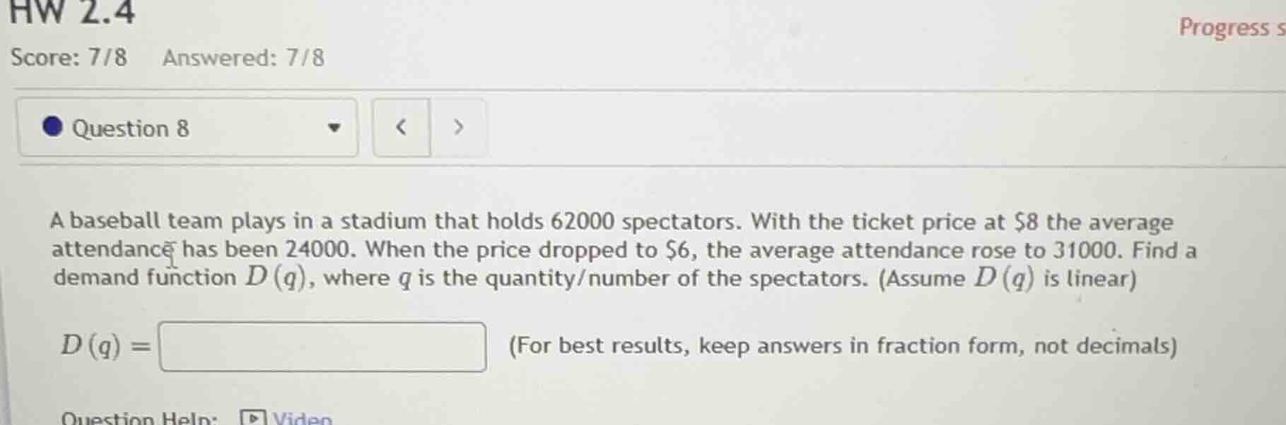 a baseball team plays in a stadium that holds 62000 spectators. with th…