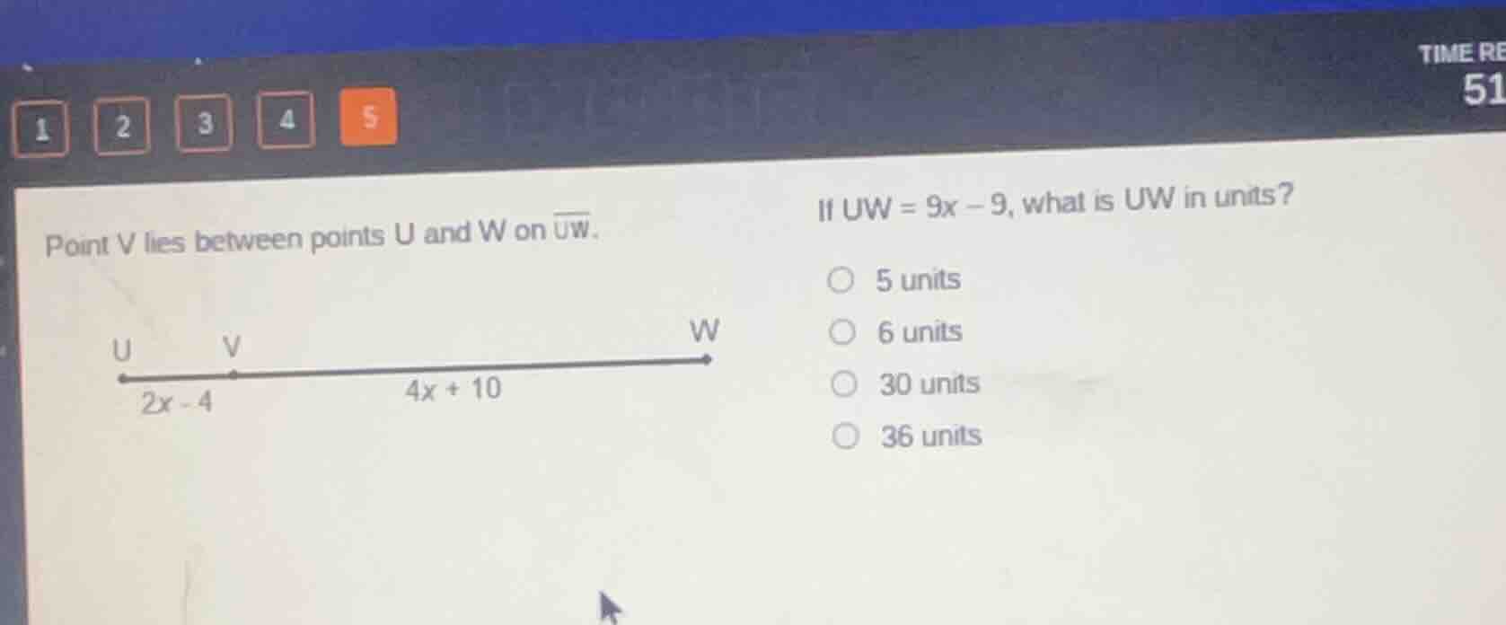 point v lies between points u and w on \\(\\overline{uw}\\). if \\(uw =…