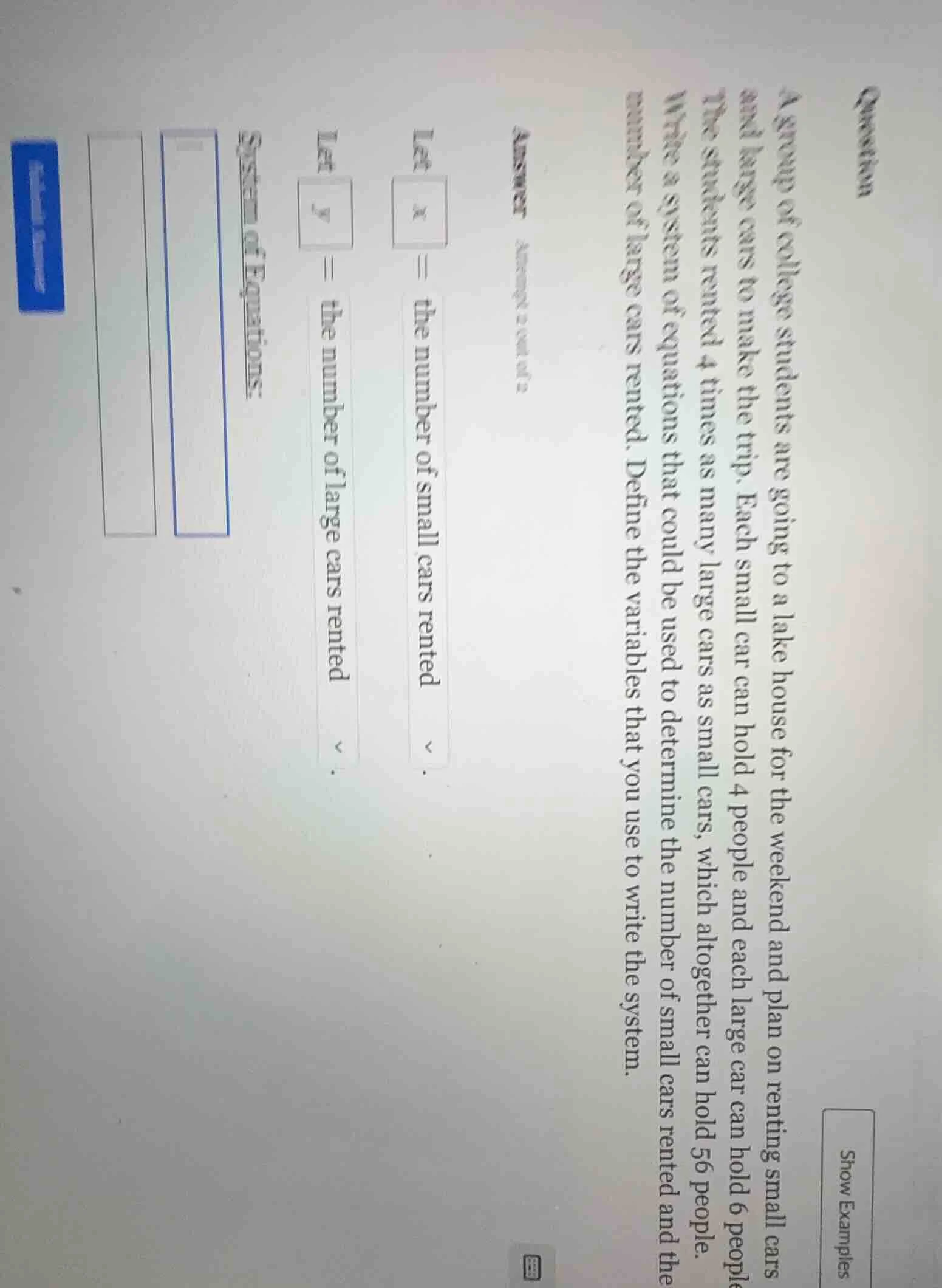 question a group of college students are going to a lake house for the …