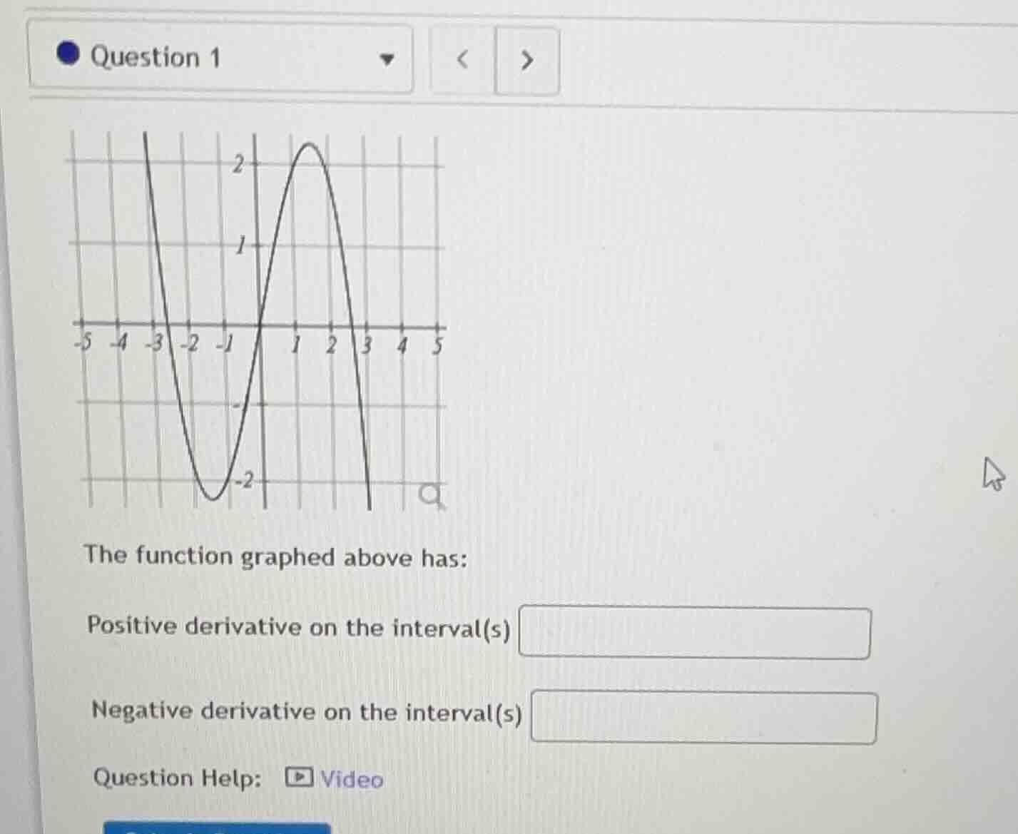 question 1 the function graphed above has: positive derivative on the i…