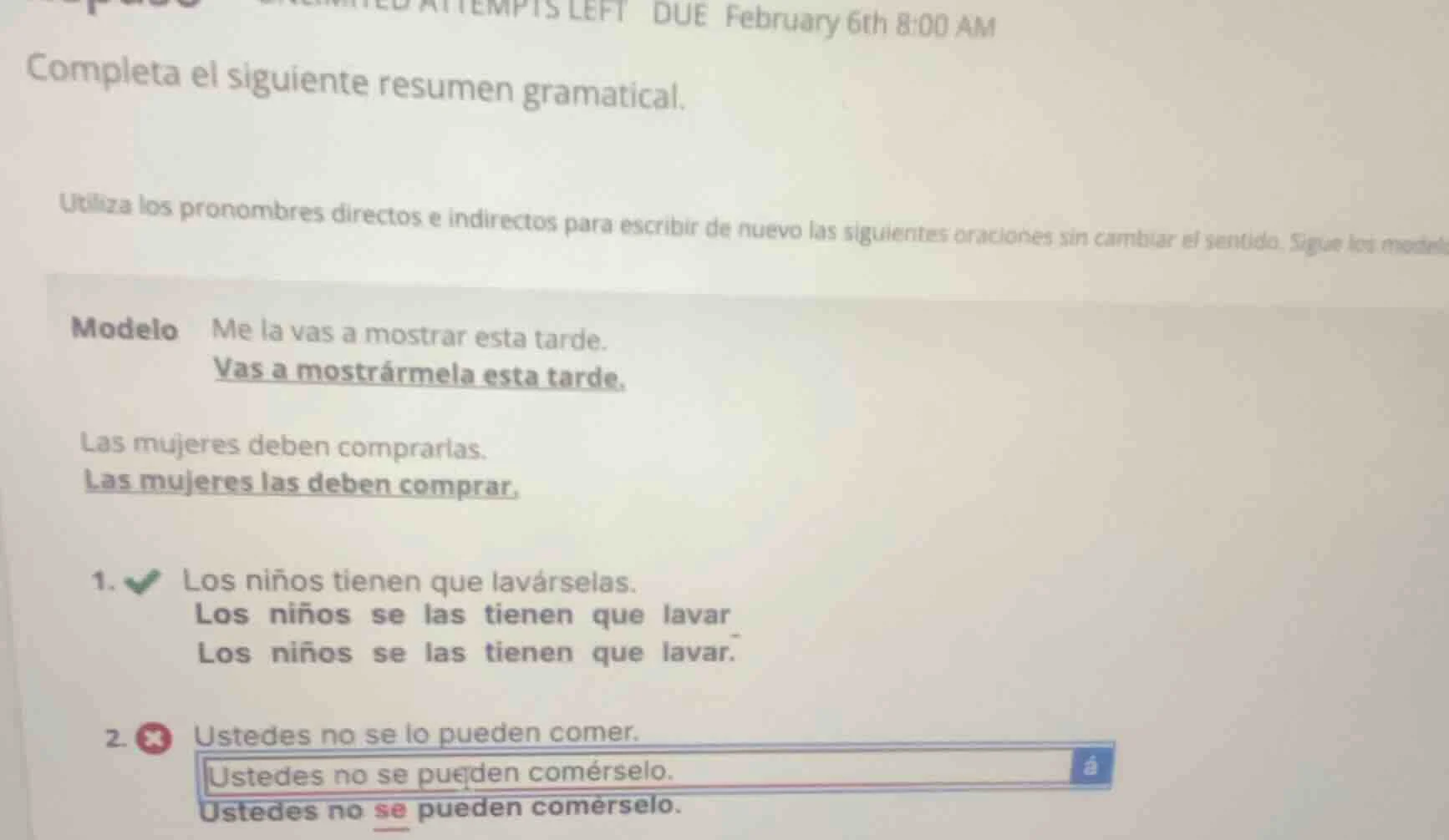 attempts left due february 6th 8:00 am completa el siguiente resumen gr…
