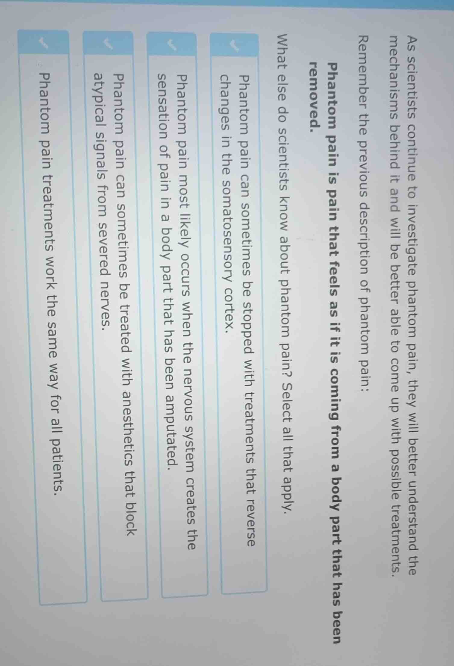 as scientists continue to investigate phantom pain, they will better un…
