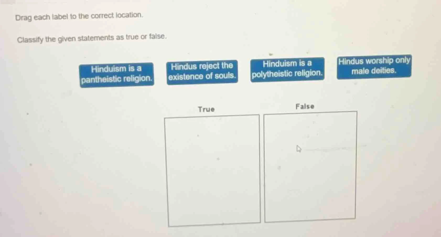 drag each label to the correct location. classify the given statements …