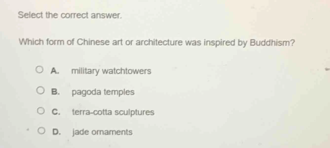select the correct answer. which form of chinese art or architecture wa…
