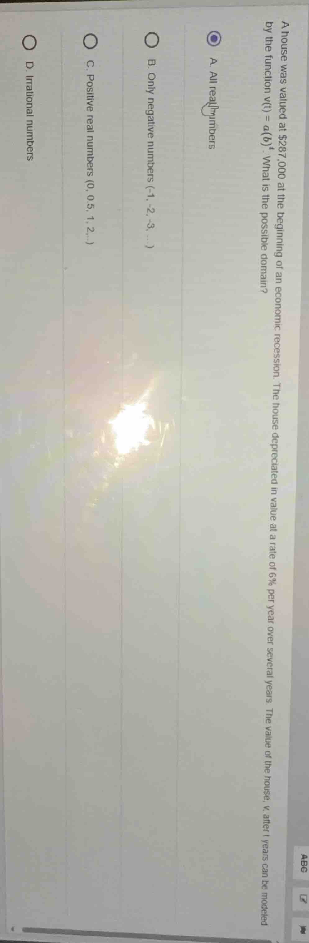 a house was valued at $287,000 at the beginning of an economic recessio…