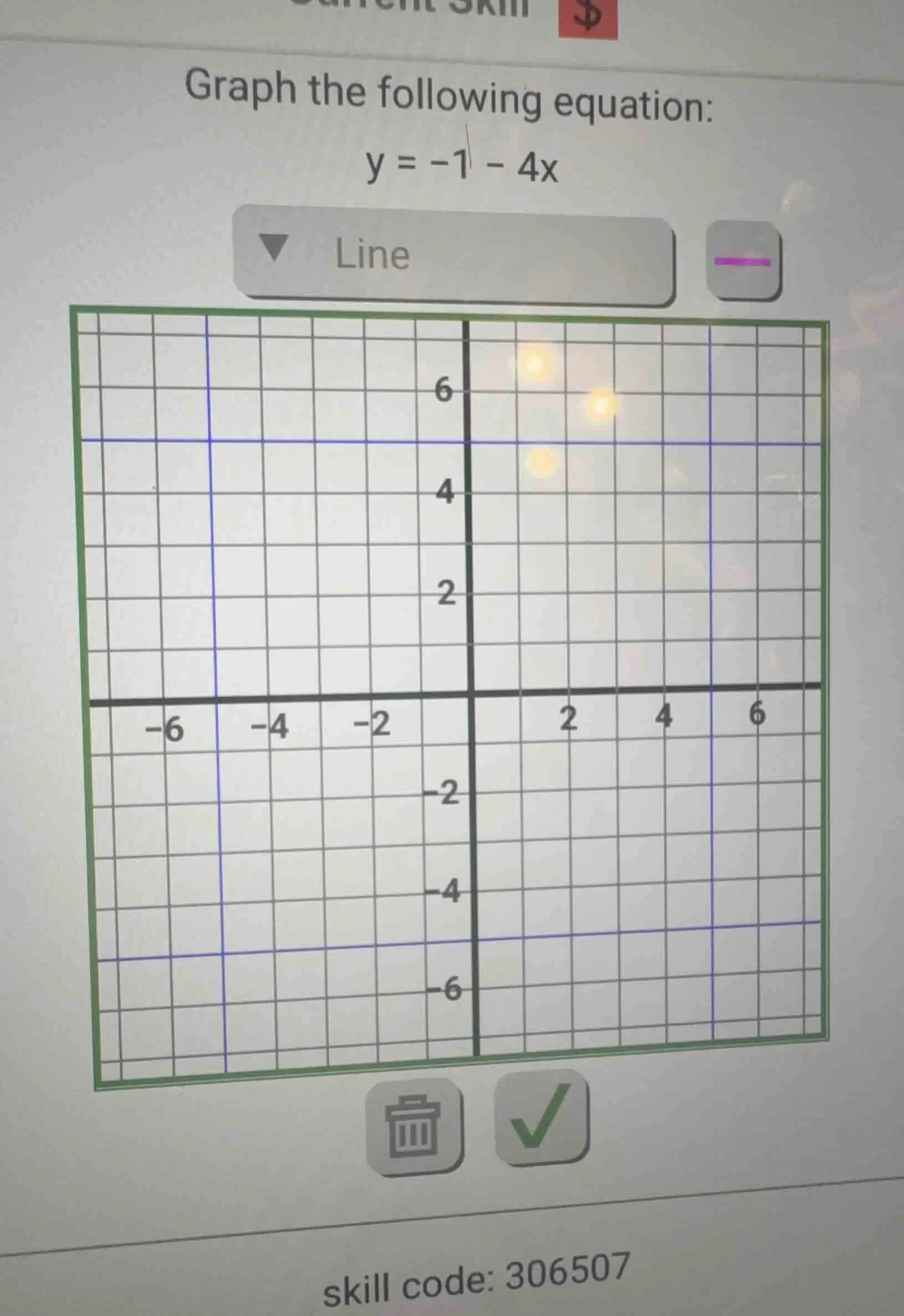 graph the following equation: y = -1 - 4x