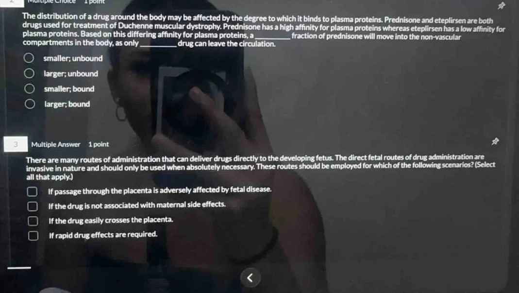 multiple choice 1 point the distribution of a drug around the body may …