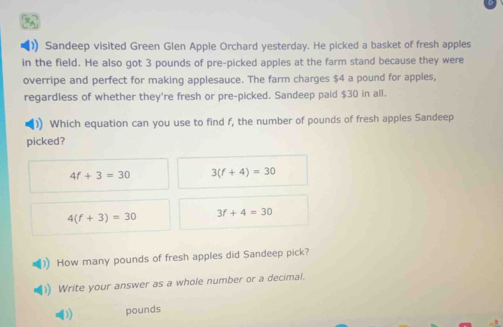 sandeep visited green glen apple orchard yesterday. he picked a basket …