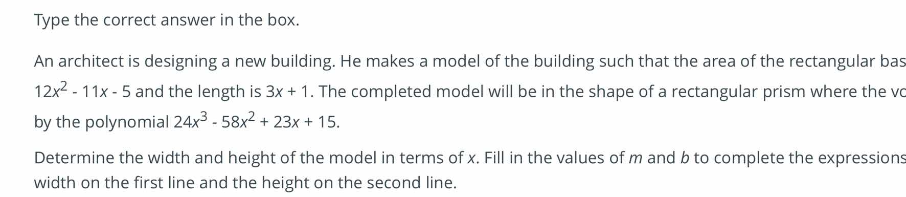type the correct answer in the box. an architect is designing a new bui…