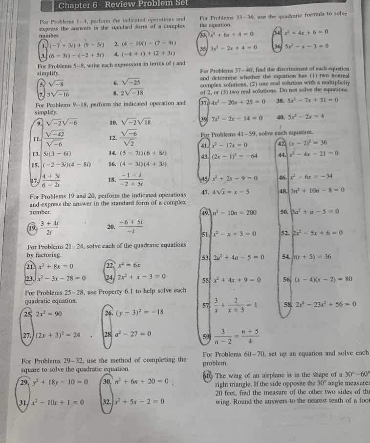 chapter 6 review problem set for problems 1 - 4, perform the indicated …