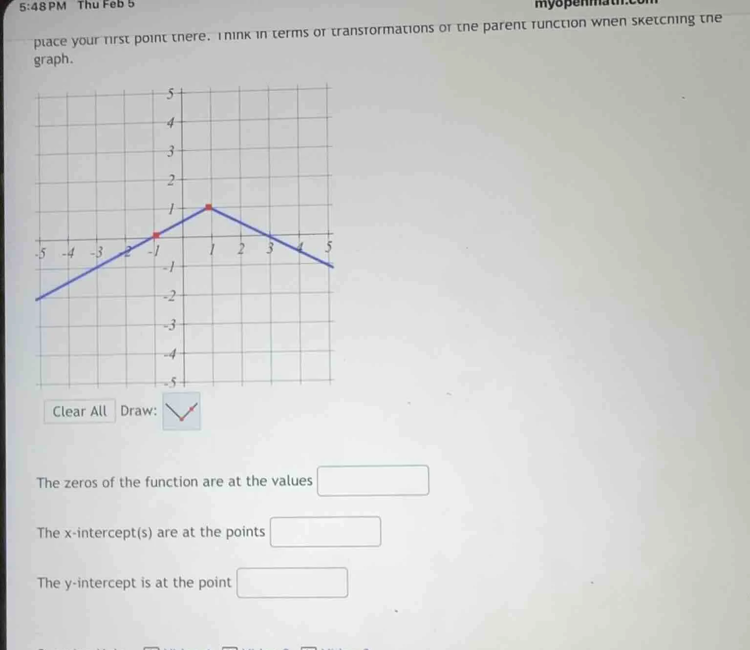 place your first point there. think in terms of transformations of the …