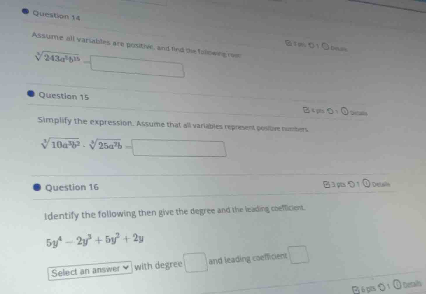 question 14 assume all variables are positive, and find the following r…