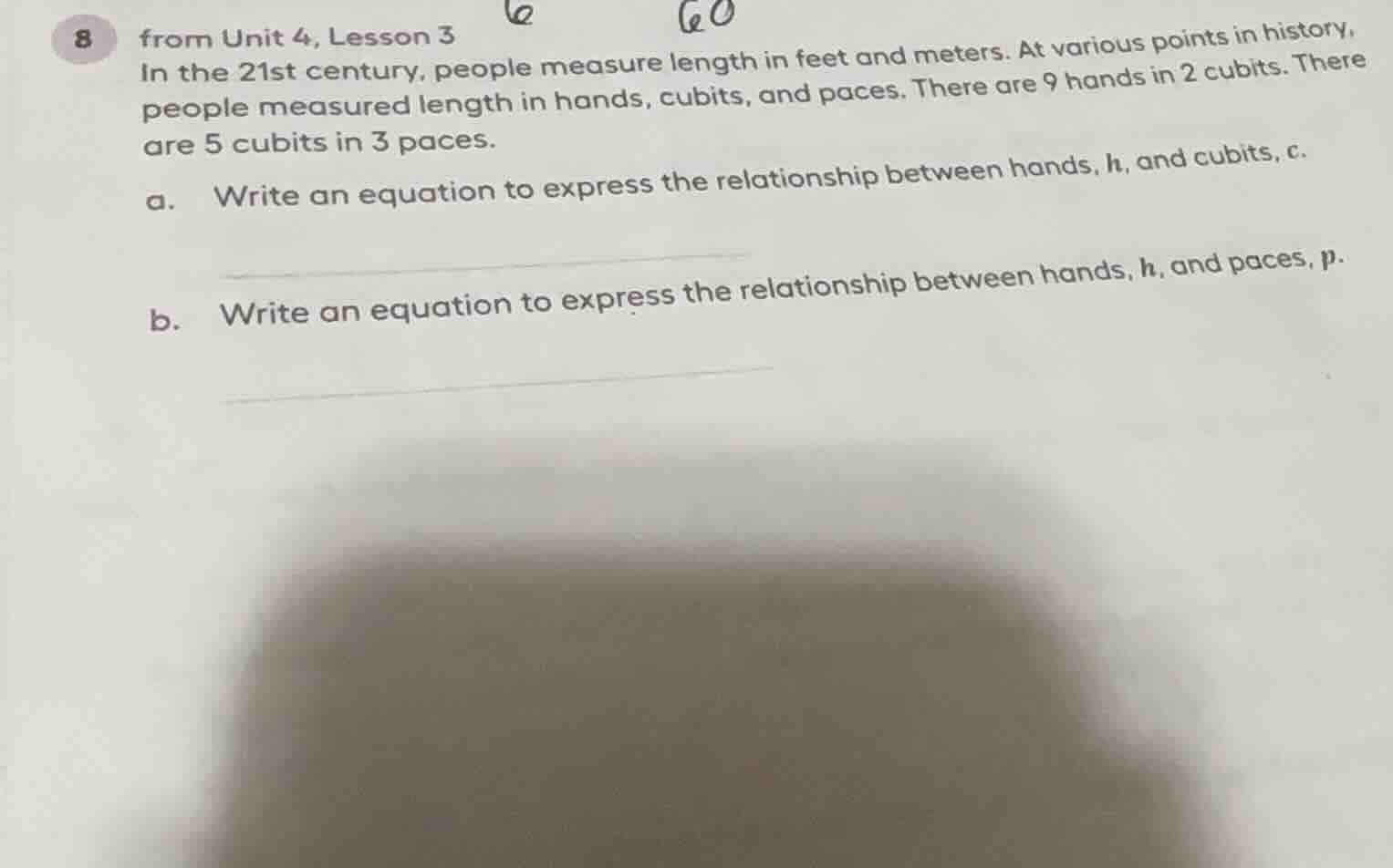 8 from unit 4, lesson 3 in the 21st century, people measure length in f…