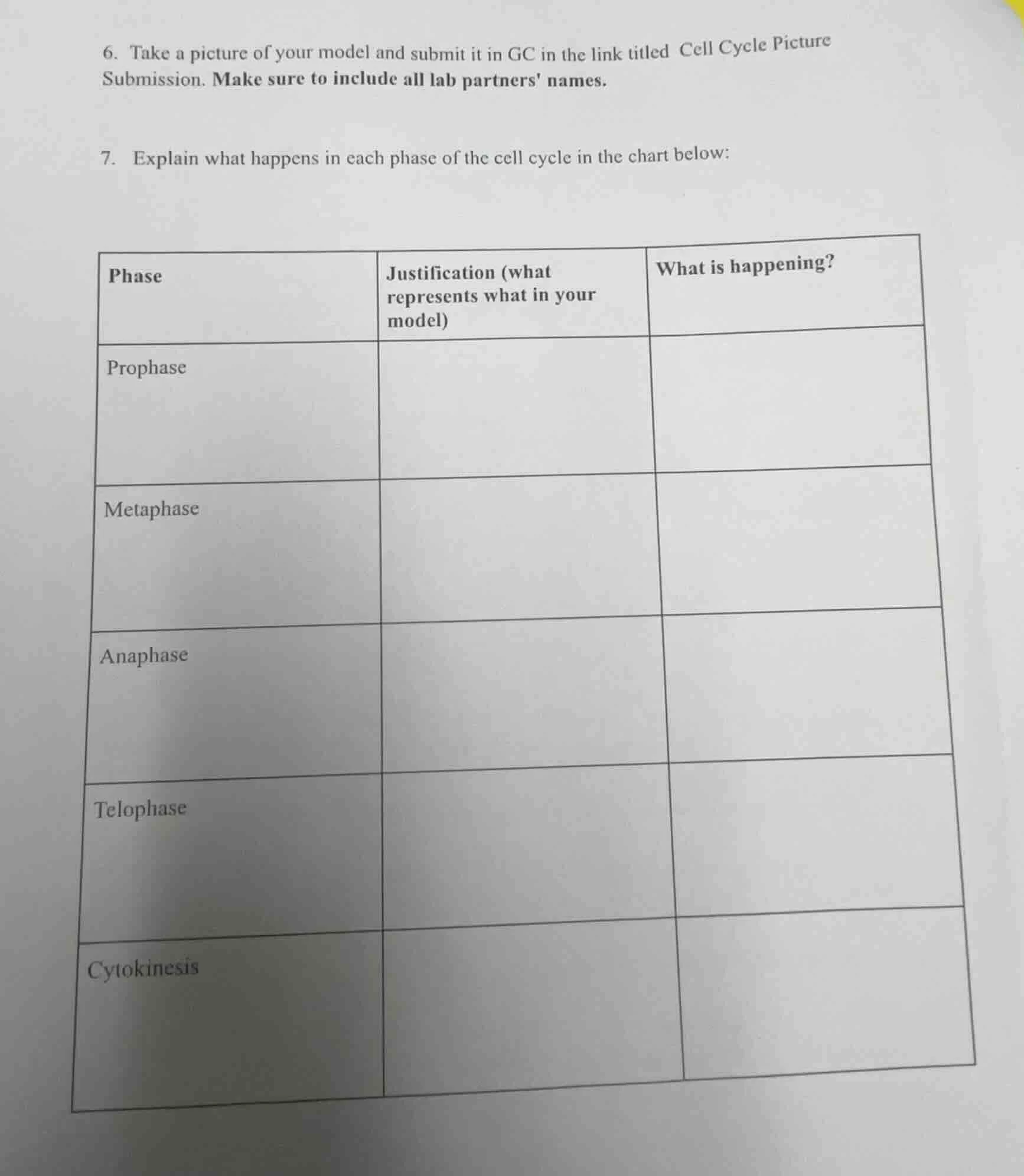 6. take a picture of your model and submit it in gc in the link titled …