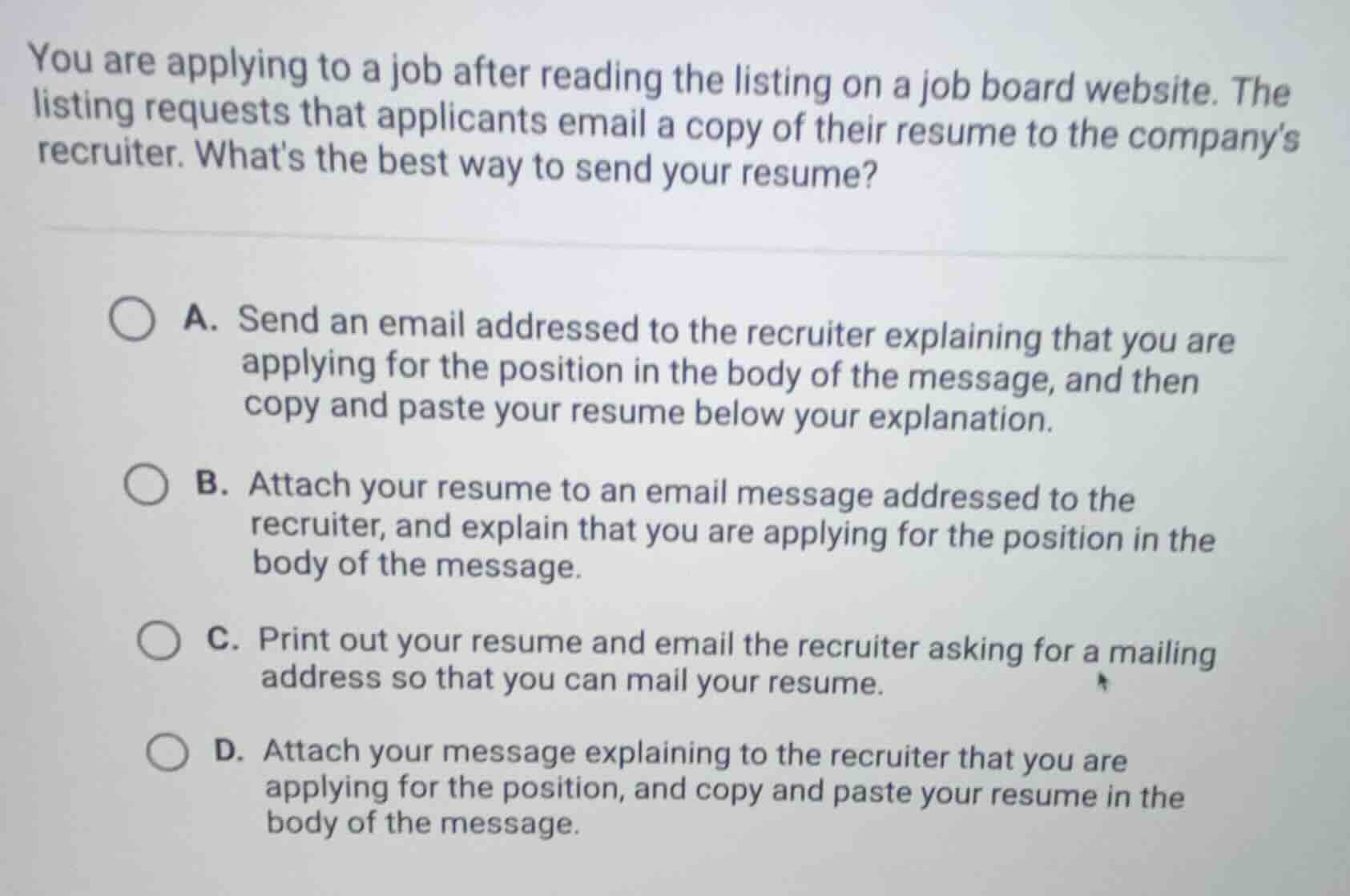 you are applying to a job after reading the listing on a job board webs…