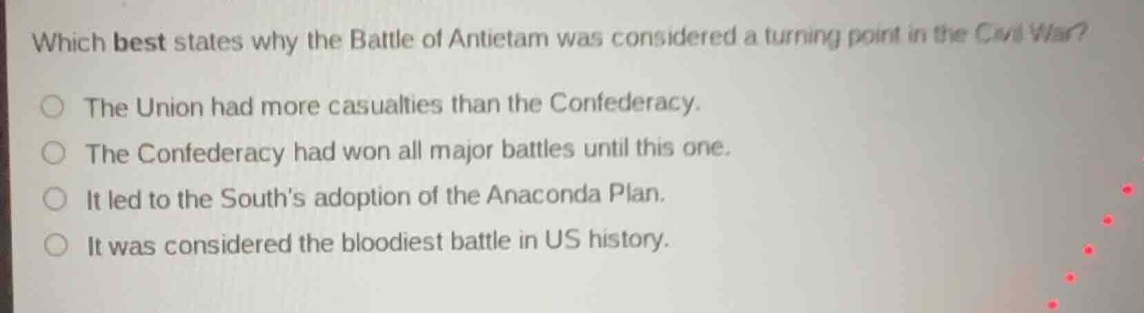 which best states why the battle of antietam was considered a turning p…