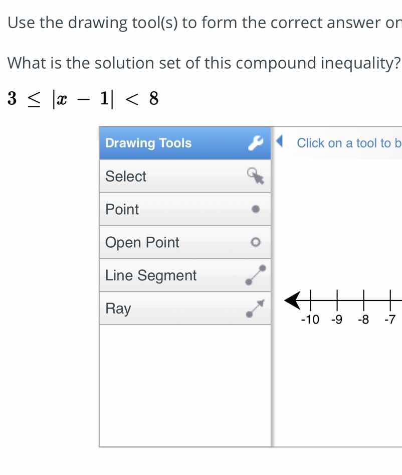 use the drawing tool(s) to form the correct answer on what is the solut…