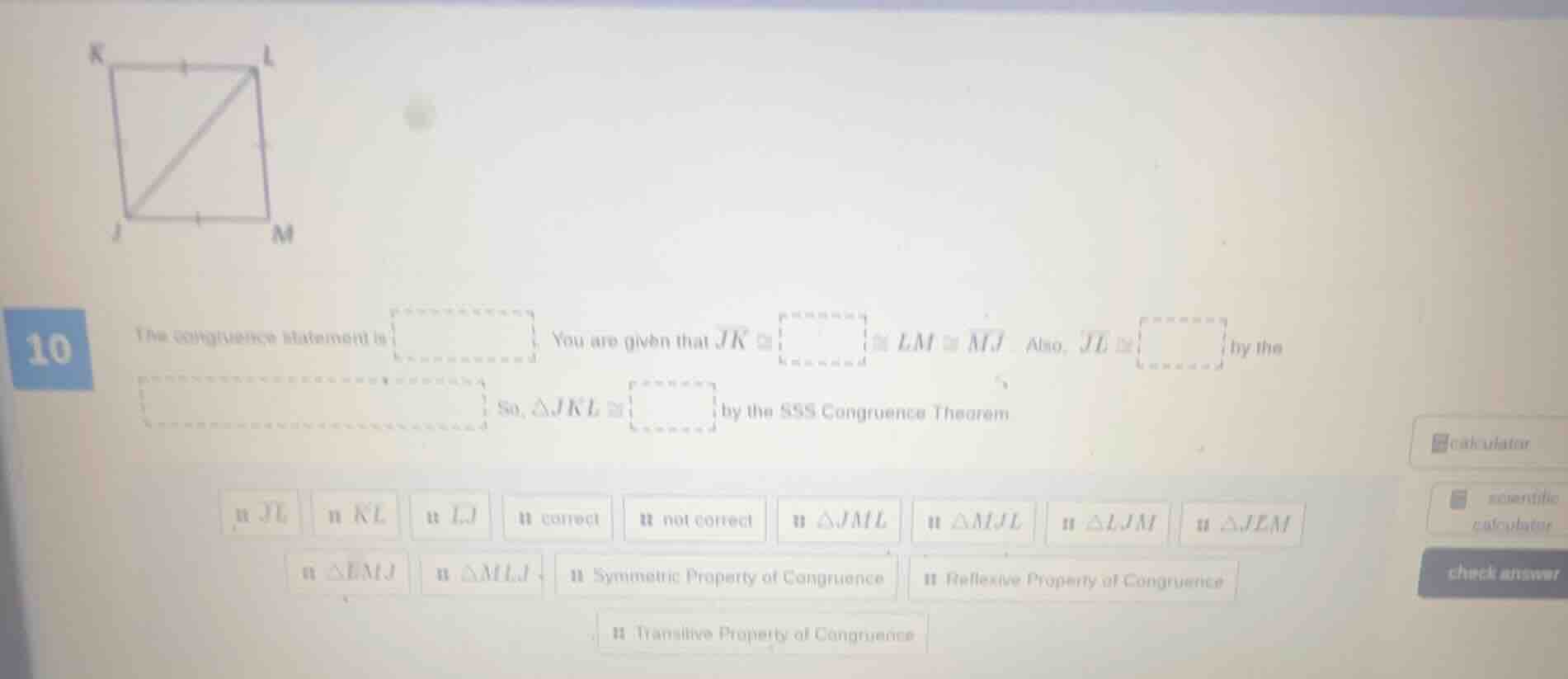 the congruence statement is \boxed{} you are given that (overline{jk} c…