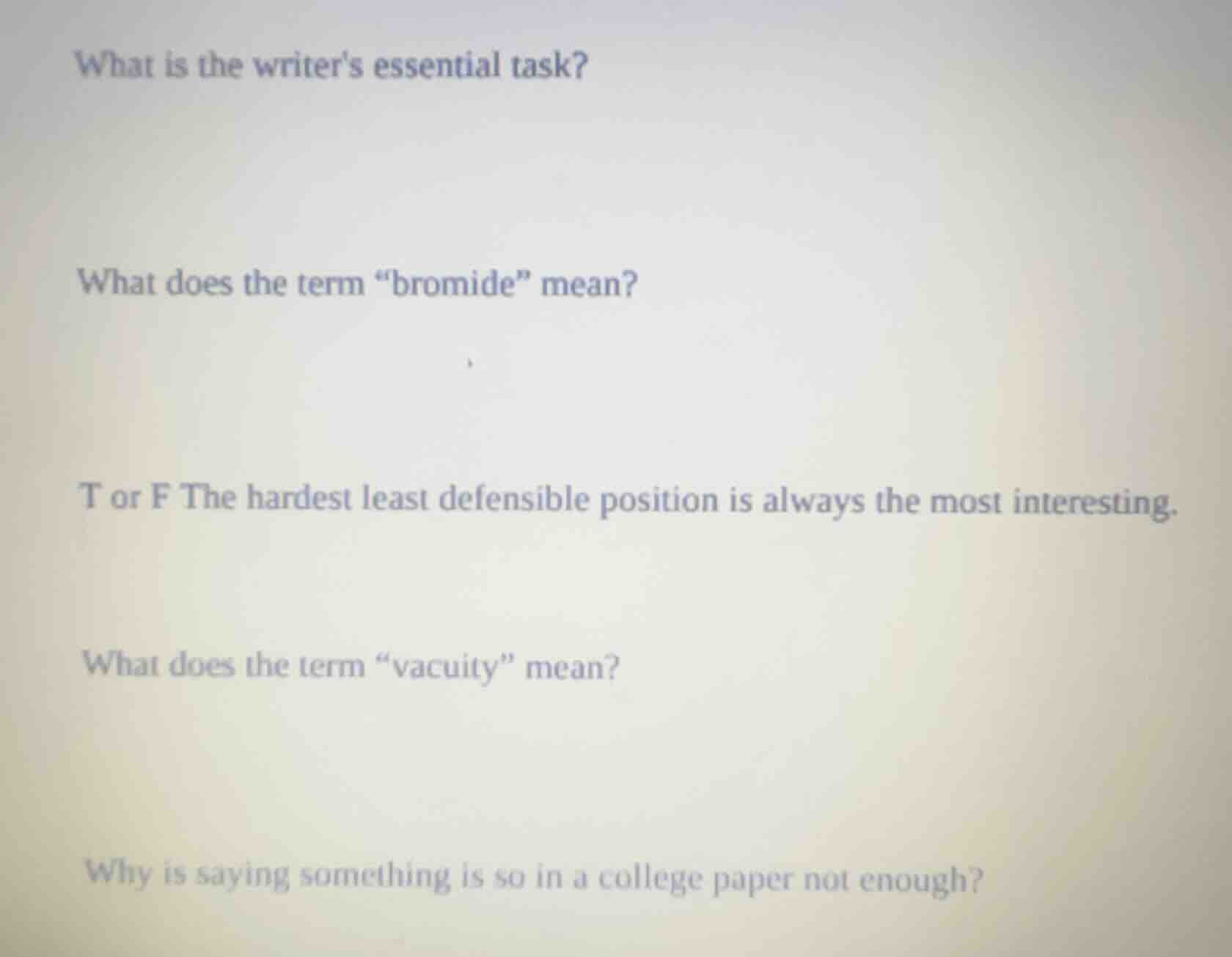 what is the writers essential task? what does the term \bromide\ mean? …