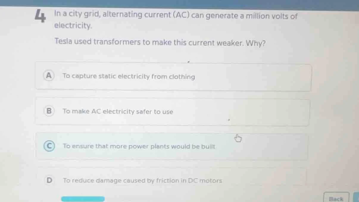 4 in a city grid, alternating current (ac) can generate a million volts…