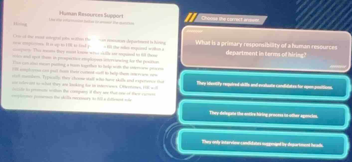 human resources support use the information below to answer the questio…