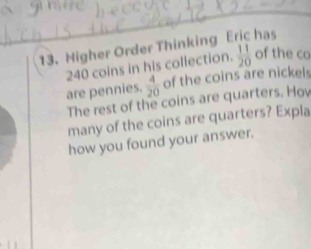 13. higher order thinking eric has 240 coins in his collection. \\(\\fr…