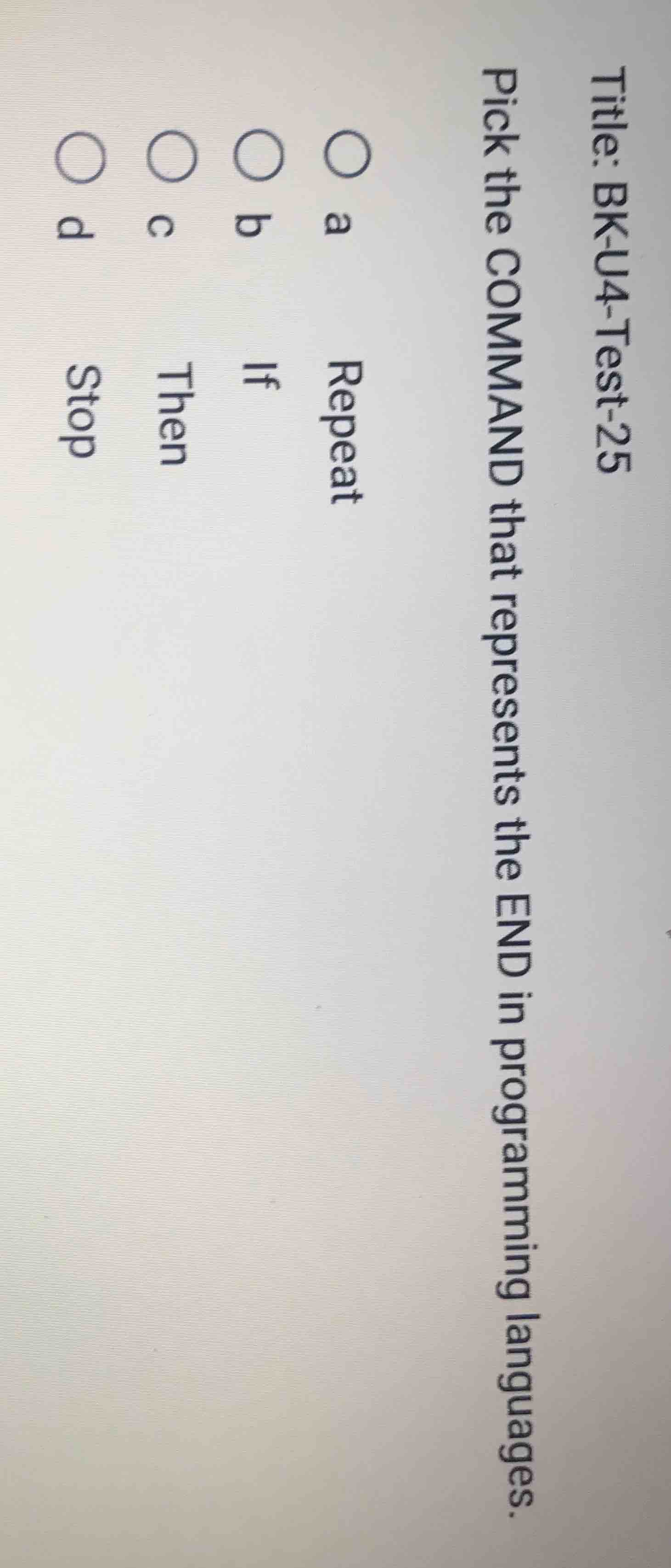 title: bk-u4-test-25 pick the command that represents the end in progra…
