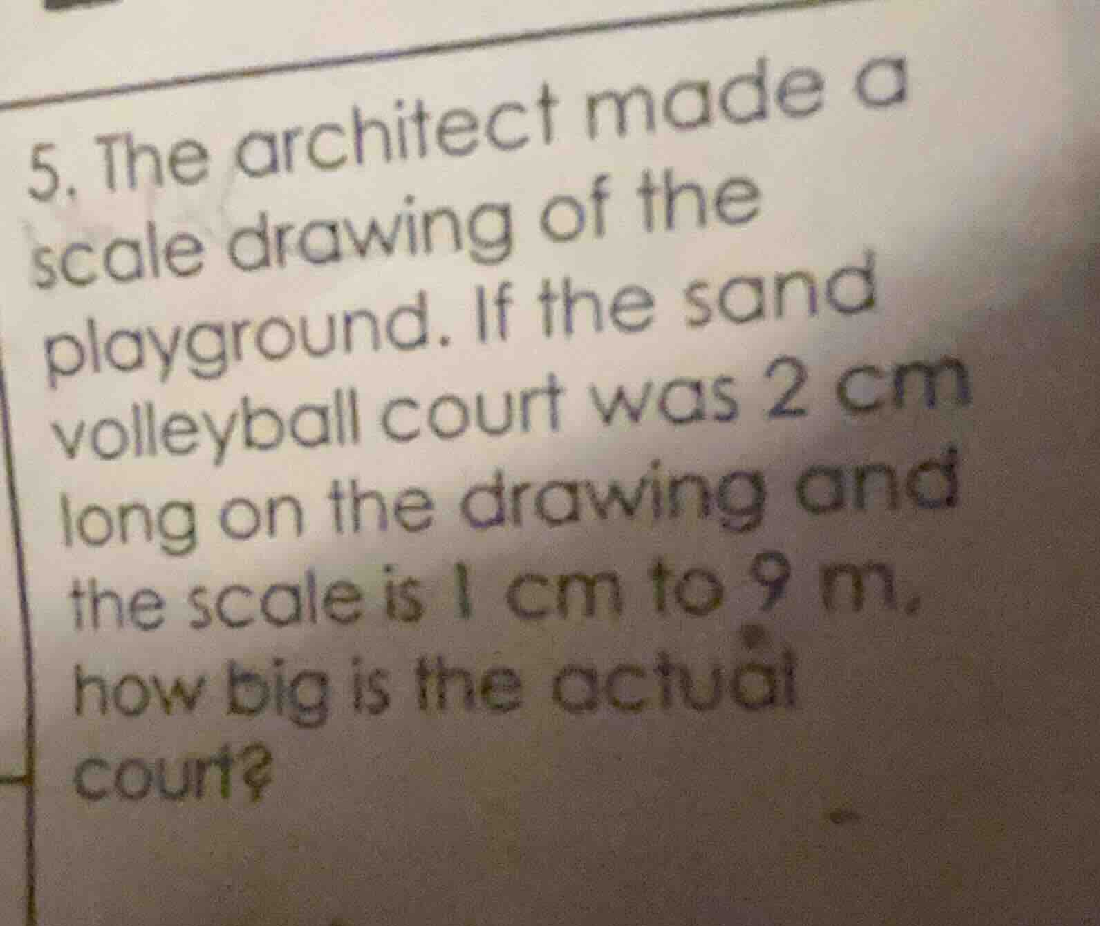 5. the architect made a scale drawing of the playground. if the sand vo…